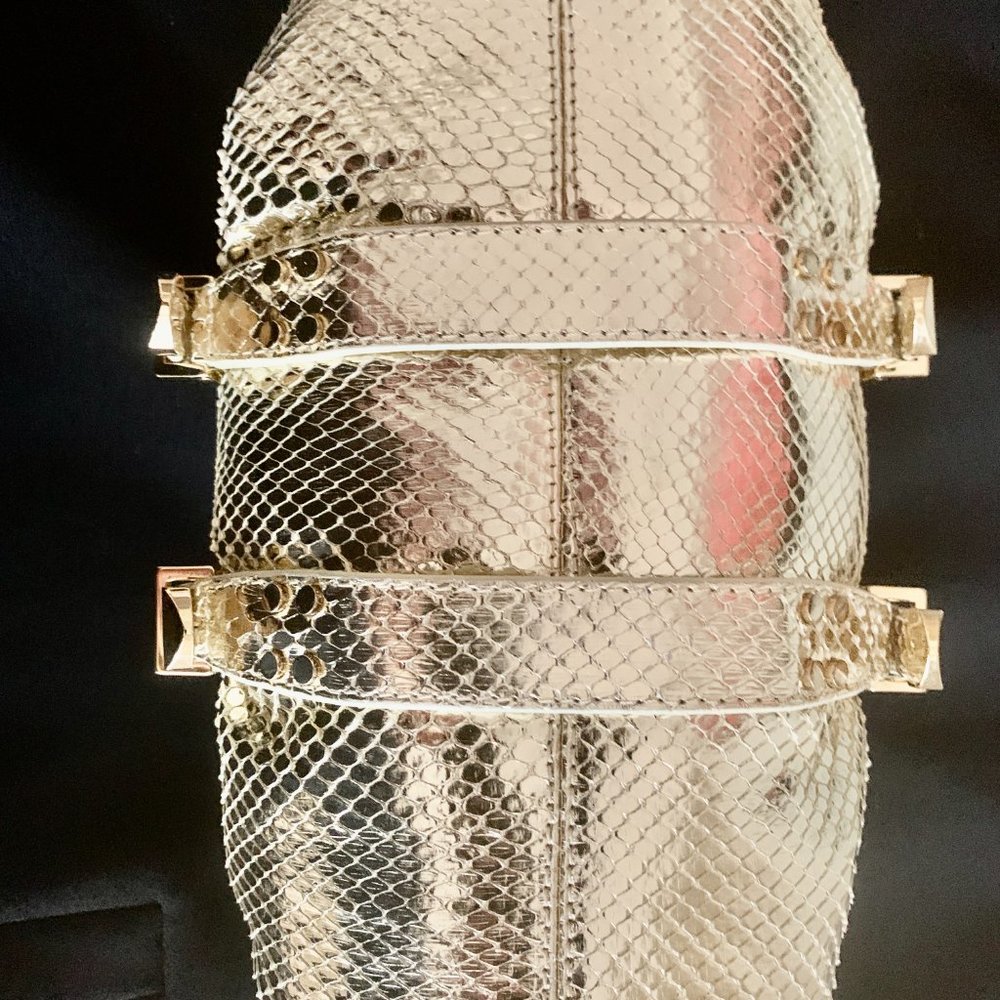 Versace Gold Python Link Frame Bag - image 6